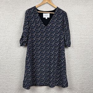 Amour Vert‎ Dress Womens S Royal Blue Floral Julianne 100% Silk Made In U.S.A.